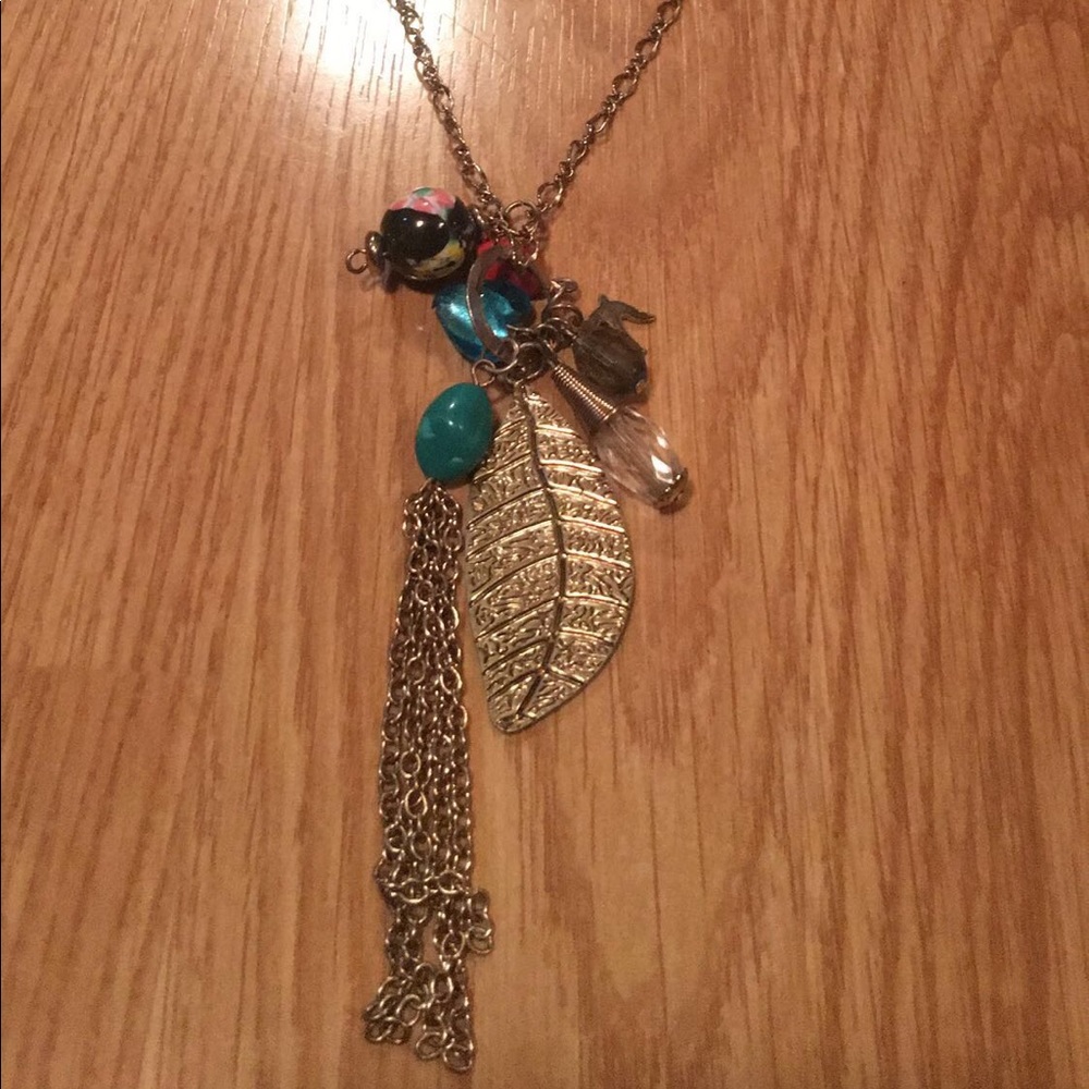 Long adjustable charm necklace
